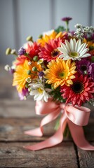 Fototapeta premium Vibrant and Lively Bouquet of Colorful Flowers