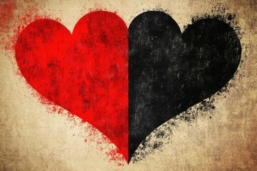 A red and black hearts grunge motion background with dynamic energy.