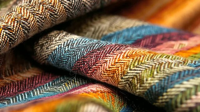 Tweed Herringbone Texture with Colorful Distorted Pattern