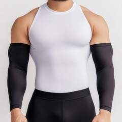 a sports arm sleeve clipart, fitness wear, clean, black and white, isolated on white background