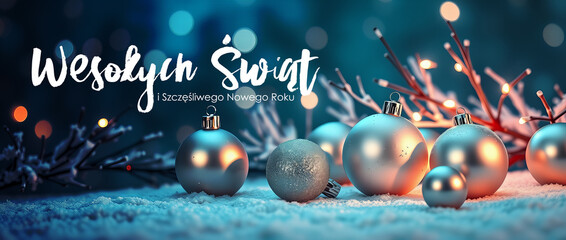 Wesołych Świąt Bożego Narodzenia i Szczęśliwego Nowego Roku - czerwony baner panorama