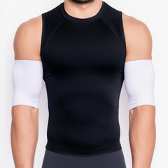 a sports arm sleeve clipart, fitness wear, clean , black and white, isolated on white background