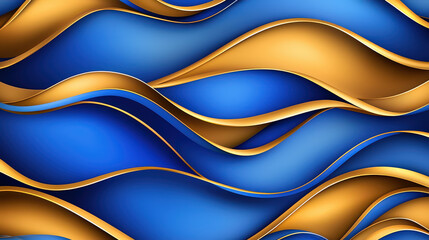 Vibrant blue and gold waves create dynamic abstract background
