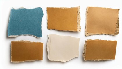 Fototapeta premium seven torn papers isolated on white background