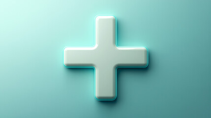 Obraz premium 3D plus icon on a gradient background symbolizing addition, healthcare, or positivity. Health and medical insurance