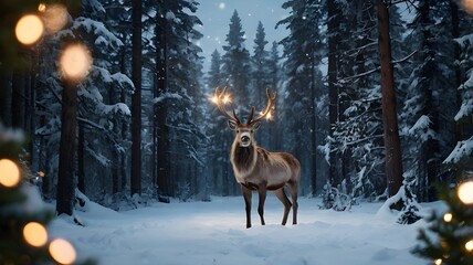 Naklejka premium deer in winter forest