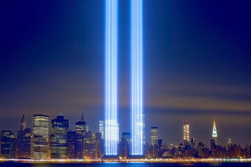 Obraz premium 9-11 Tribute lights,Manhattan New York