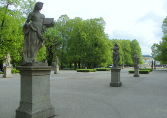 Poland, Warsaw, Saxon Garden, rococo sculptures in the central part of the park