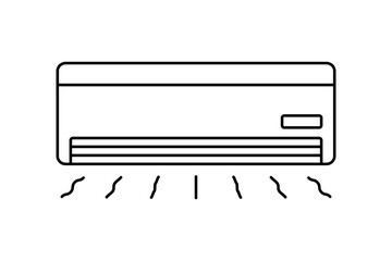 Air conditioner icon. Black outline linear silhouette. Editable strokes. Front side view. Vector simple flat graphic illustration. Isolated object on white background. Isolate.