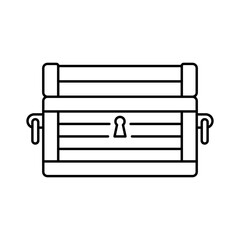 Treasure chest icon. Black outline linear silhouette. Editable strokes. Front side view. Vector simple flat graphic illustration. Isolated object on white background. Isolate.