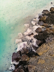 Close up of Blue lagoon lava rocks in Iceland