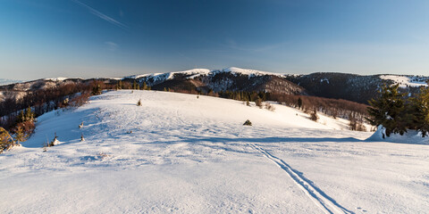 Martinske hole from Horna luka hill in winter Mala Fatra mountains in Slovakia
