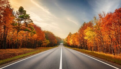 Fototapeta premium road in autumn forest
