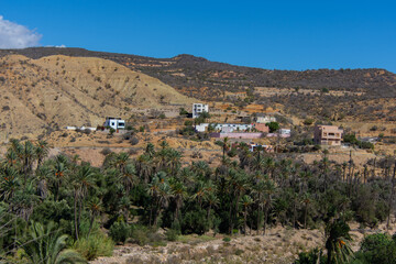 Obraz premium Rural and mountainous landscape along the Atlas Mountains in Morocco