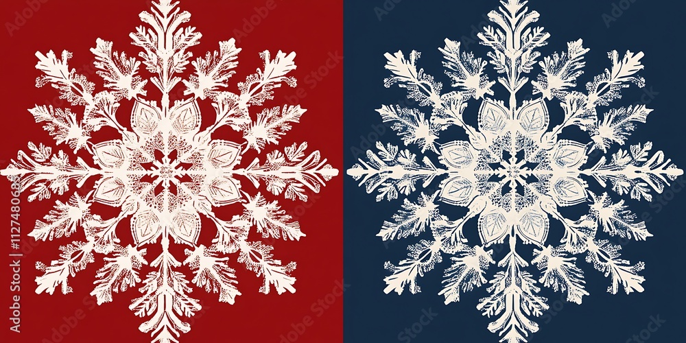 Poster pattern image of equal left and right snowflake patterns. simple illustration. christmas image.