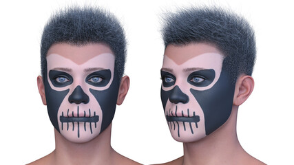 ホラーメイクアップの男性　3DCGレンダリング