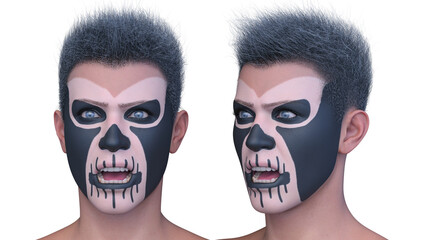 ホラーメイクアップの男性　3DCGレンダリング