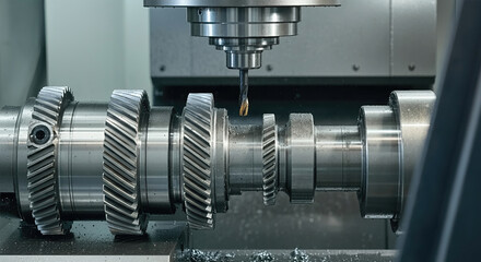 Production process of automotive parts with a 5-axis machining center.