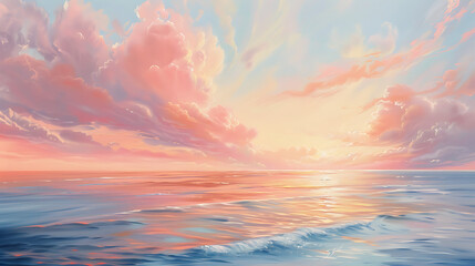Obraz premium Pastel Sunset over Calm Ocean