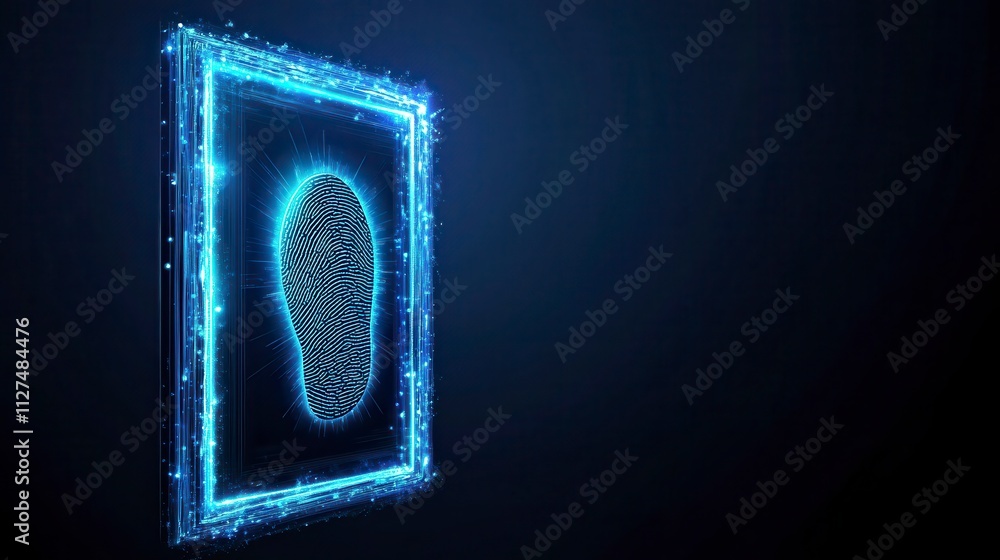 Poster digital fingerprint representation in a glowing frame