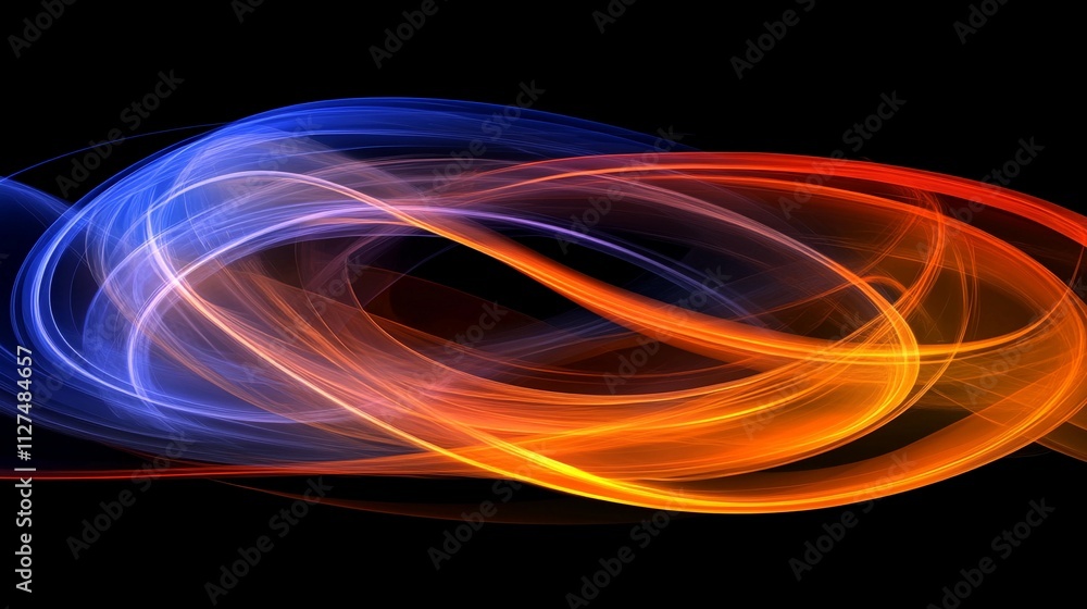 Poster colorful light trails interweave in a dynamic abstract design