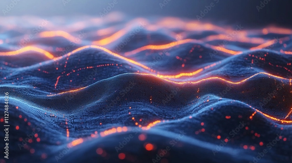 Poster glowing waves of vibrant colors create a stunning visual effect in dark environment