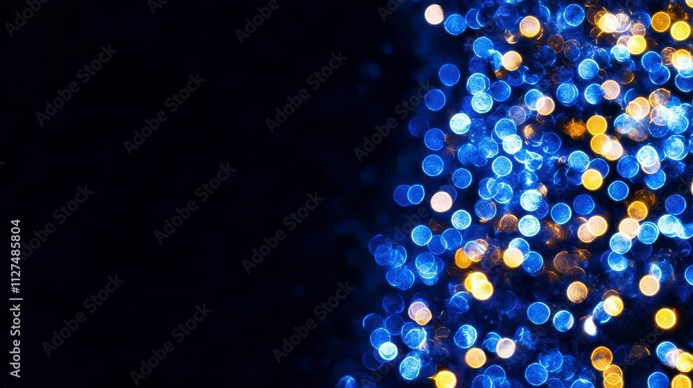 Poster colorful bokeh lights twinkle in dark background