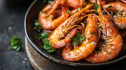 delicious mediterranean food shrimp dish
