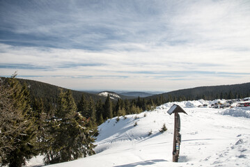 Obraz premium Winter on Ovcarna in Jeseniky mountains in Czech republic