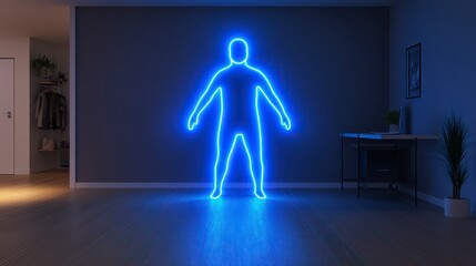 Obraz premium Illuminated figure in a modern room