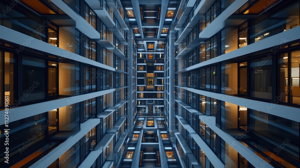 Poster symmetrical view of a modern architectural structure