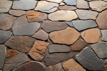 Fototapeta premium Natural stone wall with varied textures and colors
