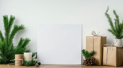 Minimalist holiday scene with blank space for customization