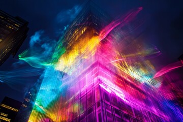 Colorful tubes and smoke on black background, chemistry tubes, liquids, abstract smoky background