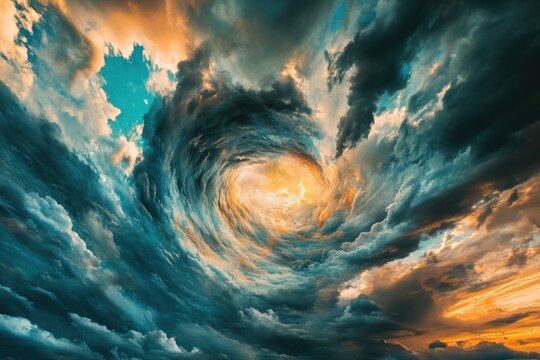 A cinemagraph twirl of colorful clouds swirling through the sky, generated by AI.
