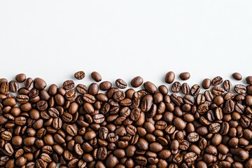 Obraz premium Coffee beans isolated on a clean, white background.