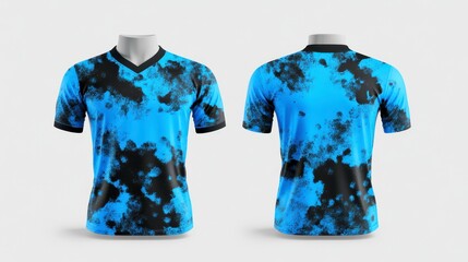Blue and black abstract patterned sports jersey