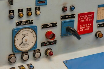 The SCRAM Button in a Nuiclear Reactor Control Room, Maryland USA