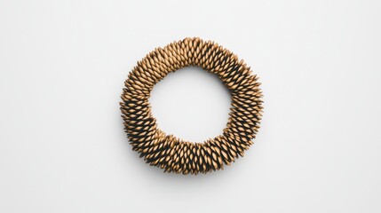 Obraz premium Stylized pinecone wreath on a minimalist background