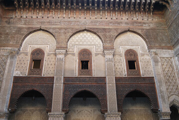 Medersa Attarine interior view in Fes, Morocco