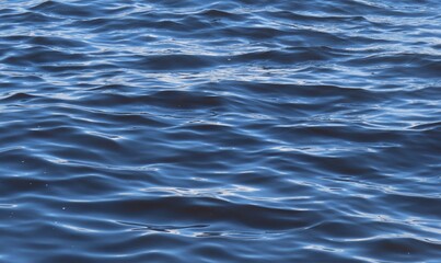 Natural blue river water surface with soft waves as a background