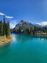 Bow River Flowing Beneath a Clear Blue Sky