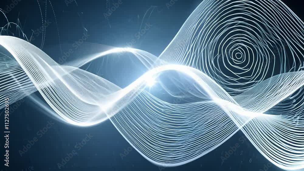 Poster camera moves across light waves that form mathematical patterns in side light video