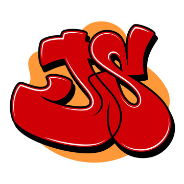 JS initials in graffiti tag, urban street art, calligraphic style, digital graphic design in SVG vector file format	
