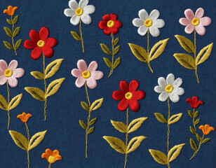 embroidery floral pattern illustration wild flowers spring nature needlework background