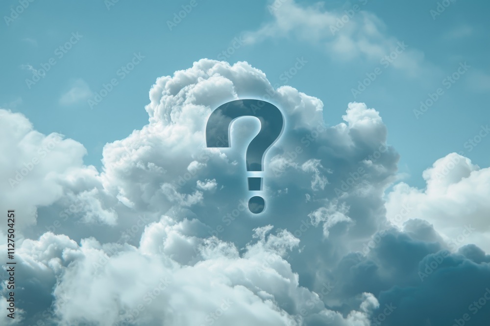 Aufkleber a cloud with a question mark symbol in its center, perfect for representing curiosity or uncertainty