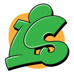 IS initials in graffiti tag, urban street art, calligraphic style, digital graphic design in SVG vector file format	
