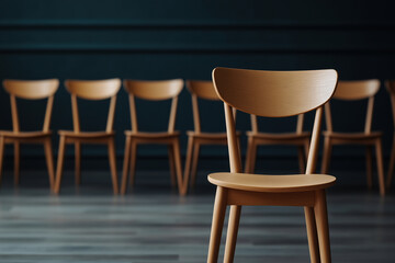 Elegant wooden chairs arranged in a minimalist setting for a modern event