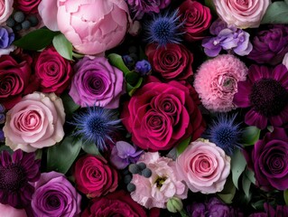 Brightly colored flowers arranged in a vibrant design