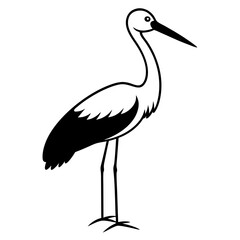 Naklejka premium Stork silhouette isolated on white